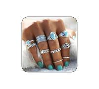 WCRAZYE Turquoise Opal Stackable Knuckle Ring Set for Women Vintage Bohemian Western Rings Set Boho Rings Country Stackable Rings Trendy Stuff Turquoise Jewelry Gifts, Turquoise, Created Turquoise