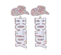 WCRAZYE Western Acrylic HOWDY Glitter Drop Dangle Earrings for Women Lightweight Hat Western Earrings Rodeo Disco Dangle Earrings Country Concert Party Southern Jewelry Rodeo Outfits Accessories, M