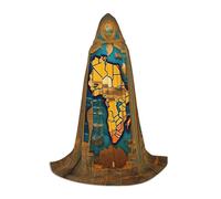 WCXTHGFA Abstract World Map Print Halloween Costume,Medieval Cape With Comfortable Hood,For Cosplay,Parties And More