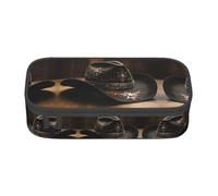 WCXTHGFA American West Rodeo Hat Print Stylish Pencil Case,Large Capacity Pencil Pouch,Ideal for Travel Or Daily Use