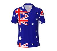 WCXTHGFA Australian Flag Print Short Sleeve Golf Shirts for Men,Casual and Stylish Polo T-Shirts,for Any Occasion Black