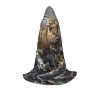 WCXTHGFA Beaver Working Print Halloween Costume,Medieval Cape With Comfortable Hood,For Cosplay,Parties And More