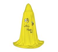 WCXTHGFA Bee Love Honey Print Halloween Costume,Medieval Cape With Comfortable Hood,For Cosplay,Parties And More