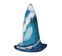 WCXTHGFA Big Ocean Wave Hd Print Halloween Costume,Medieval Cape With Comfortable Hood,For Cosplay,Parties And More