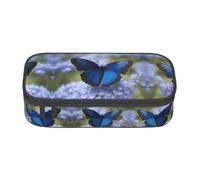 WCXTHGFA Blue Butterfly Print Stylish Pencil Case,Large Capacity Pencil Pouch,Ideal for Travel Or Daily Use