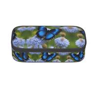 WCXTHGFA Blue Butterfly Print Stylish Pencil Case,Large Capacity Pencil Pouch,Ideal for Travel Or Daily Use