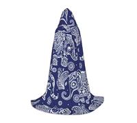 WCXTHGFA Boho Elephant Print Halloween Costume,Medieval Cape With Comfortable Hood,For Cosplay,Parties And More