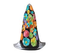 WCXTHGFA Colorful Cupcakes Rainbow Flower Cake Print Halloween Costume,Medieval Cape With Comfortable Hood,For Cosplay,Parties And More