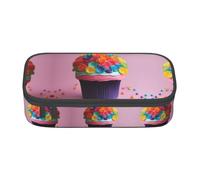 WCXTHGFA Colorful Cupcakes Rainbow Flower Cake Print Stylish Pencil Case,Large Capacity Pencil Pouch,Ideal for Travel Or Daily Use