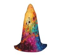WCXTHGFA Colorful Music Notes Print Halloween Costume,Medieval Cape With Comfortable Hood,For Cosplay,Parties And More