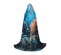 WCXTHGFA Coral Reef Print Halloween Costume,Medieval Cape With Comfortable Hood,For Cosplay,Parties And More