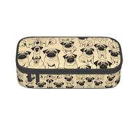 WCXTHGFA Cute Pug Dog Print Stylish Pencil Case,Large Capacity Pencil Pouch,Ideal for Travel Or Daily Use