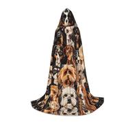 WCXTHGFA Dogs Pattern Print Halloween Costume,Medieval Cape With Comfortable Hood,For Cosplay,Parties And More