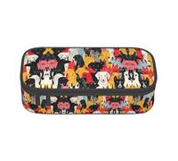 WCXTHGFA Dogs Pattern Print Stylish Pencil Case,Large Capacity Pencil Pouch,Ideal for Travel Or Daily Use