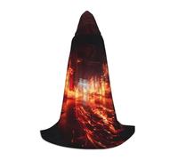 WCXTHGFA Firebrick Print Halloween Costume,Medieval Cape With Comfortable Hood,For Cosplay,Parties And More