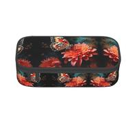 WCXTHGFA Flower and Butterfly Print Stylish Pencil Case,Large Capacity Pencil Pouch,Ideal for Travel Or Daily Use