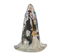 WCXTHGFA Gardenia Flowers Birds Print Halloween Costume,Medieval Cape With Comfortable Hood,For Cosplay,Parties And More