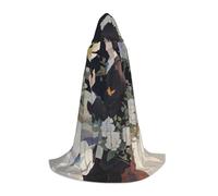 WCXTHGFA Gardenia Flowers Birds Print Halloween Costume,Medieval Cape With Comfortable Hood,For Cosplay,Parties And More