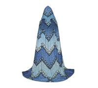 WCXTHGFA Gradient Blue Denim Print Halloween Costume,Medieval Cape With Comfortable Hood,For Cosplay,Parties And More