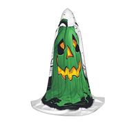 WCXTHGFA Green Ghost Horror Halloween Pumpkin Print Halloween Costume,Medieval Cape With Comfortable Hood,For Cosplay,Parties And More
