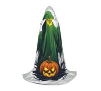 WCXTHGFA Green Ghost Horror Halloween Pumpkin Print Halloween Costume,Medieval Cape With Comfortable Hood,For Cosplay,Parties And More