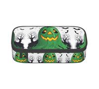 WCXTHGFA Green Ghost Horror Halloween Pumpkin Print Stylish Pencil Case,Large Capacity Pencil Pouch,Ideal for Travel Or Daily Use