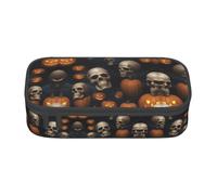 WCXTHGFA Halloween Skull Print Stylish Pencil Case,Large Capacity Pencil Pouch,Ideal for Travel Or Daily Use