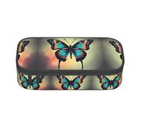 WCXTHGFA Hand Drawn Color Butterfly 2 Print Stylish Pencil Case,Large Capacity Pencil Pouch,Ideal for Travel Or Daily Use