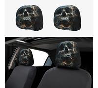 WCXTHGFA Horror Ghost Skull Print Car Headrest Covers Set,Polyester Car Seat Headrest Cover,Car Seat Cover Front Seats Only