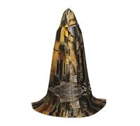 WCXTHGFA Italian Old Street Print Halloween Costume,Medieval Cape With Comfortable Hood,For Cosplay,Parties And More