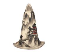 WCXTHGFA Landscape Painting Print Halloween Costume,Medieval Cape With Comfortable Hood,For Cosplay,Parties And More