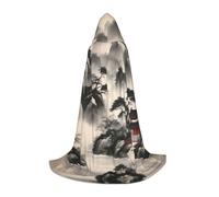 WCXTHGFA Landscape Painting Print Halloween Costume,Medieval Cape With Comfortable Hood,For Cosplay,Parties And More