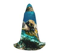 WCXTHGFA Lord Howe Island Sea Turtle Print Halloween Costume,Medieval Cape With Comfortable Hood,For Cosplay,Parties And More