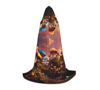 WCXTHGFA Magic Mushroom Print Halloween Costume,Medieval Cape With Comfortable Hood,For Cosplay,Parties And More