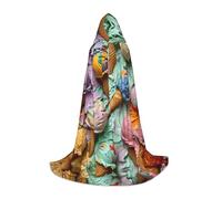 WCXTHGFA Many Colored Ice Cream Print Halloween Costume,Medieval Cape With Comfortable Hood,For Cosplay,Parties And More