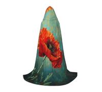 WCXTHGFA Poppy Flower Print Halloween Costume,Medieval Cape With Comfortable Hood,For Cosplay,Parties And More