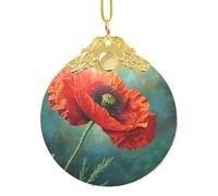 WCXTHGFA Poppy Flower Print Round Pendant,Indoor Use Glass Round Pendant For Creative Decoration,Anniversary Present