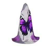 WCXTHGFA Purple Butterfly And Flower 1 Print Halloween Costume,Medieval Cape With Comfortable Hood,For Cosplay,Parties And More
