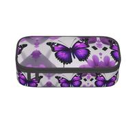 WCXTHGFA Purple Butterfly and Flower 1 Print Stylish Pencil Case,Large Capacity Pencil Pouch,Ideal for Travel Or Daily Use