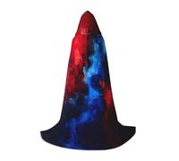 WCXTHGFA Red Blue Galaxy Print Halloween Costume,Medieval Cape With Comfortable Hood,For Cosplay,Parties And More