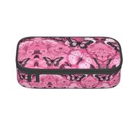 WCXTHGFA Red Butterfly Seamless Tile Print Stylish Pencil Case,Large Capacity Pencil Pouch,Ideal for Travel Or Daily Use