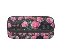 WCXTHGFA Red Fresh Roses Print Stylish Pencil Case,Large Capacity Pencil Pouch,Ideal for Travel Or Daily Use