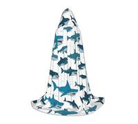 WCXTHGFA Shark Pattern With Various Gestures Print Halloween Costume,Medieval Cape With Comfortable Hood,For Cosplay,Parties And More