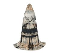 WCXTHGFA Sheet Music Print Halloween Costume,Medieval Cape With Comfortable Hood,For Cosplay,Parties And More