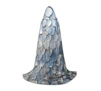 WCXTHGFA Silver Fish Scale Print Halloween Costume,Medieval Cape With Comfortable Hood,For Cosplay,Parties And More
