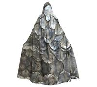 WCXTHGFA Silver Fish Scale Print Halloween Hooded Cloak Hood For Halloween And Cosplay,Comfortable Adult Hooded Cloak
