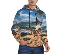 WCXTHGFA Sketch Hawaii Print Stylish Hoodies For Men,For Casual Stroll,Traveling,Or Lounging At Home Black