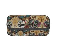 WCXTHGFA Sugar Skulls Butterfly Print Stylish Pencil Case,Large Capacity Pencil Pouch,Ideal for Travel Or Daily Use