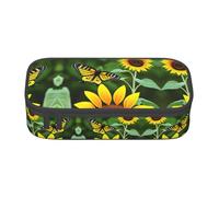 WCXTHGFA Sunflower Butterfly Print Stylish Pencil Case,Large Capacity Pencil Pouch,Ideal for Travel Or Daily Use