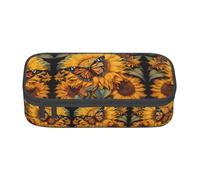 WCXTHGFA Sunflower Butterfly Print Stylish Pencil Case,Large Capacity Pencil Pouch,Ideal for Travel Or Daily Use
